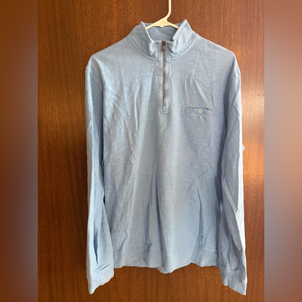 johnnie-O Sky Blue Men's lightweight Quarter-Zip Pullover